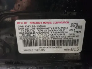2012 Mitsubishi Outlander Sport SE with VIN JA4AP4AU5CZ008274, listed as a Copart auction lot 77909044 with 230,047 mi miles and Salvage Title. Bid and sale history available at carsss.com. Image 12.