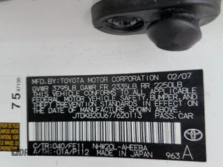 2007 Toyota Prius with VIN JTDKB20U677620113, listed as a Copart auction lot 59172195 with 73,920 mi miles and Salvage title. Bid and sale history available at DreamBid. Image 13.