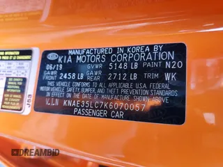 2019 Kia Stinger GT with VIN KNAE35LC7K6070057, listed as a Copart auction lot 41989245 with 43,703 mi miles and Clean Title. Bid and sale history available at DreamBid. Image 12.