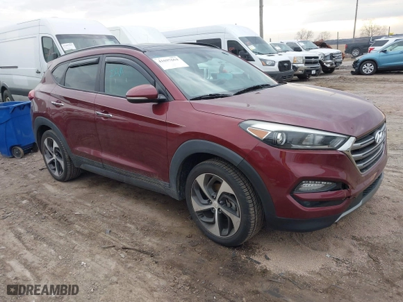 2016 Hyundai Tucson Eco with VIN KM8J3CA26GU179785, listed as a IAAI auction lot 41697664 with 110,975 mi miles. Bid and sale history available at carsss.com. Image 1.