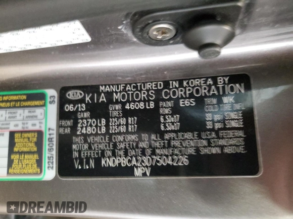 2013 Kia Sportage LX с VIN KNDPBCA23D7504226, выставлен на аукционе Copart как лот 63759715 с пробегом 89 883 миль миль и Списание • Salvage title. История ставок и продаж доступна на DreamBid. Изображение 13.
