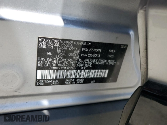 2021 Toyota RAV4 SE с VIN JTMAB3FV5MD032119, выставлен на аукционе Copart как лот 61311165 с пробегом 27 020 миль миль и Списание • Salvage title. История ставок и продаж доступна на DreamBid. Изображение 13.