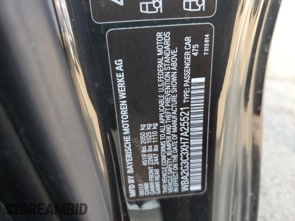 2017 BMW 2 Series M240i xDrive with VIN WBA2G3C3XH7A25521, listed as a Copart auction lot 71073604 with 0 mi miles and Clean Title. Bid and sale history available at carsss.com. Image 14.