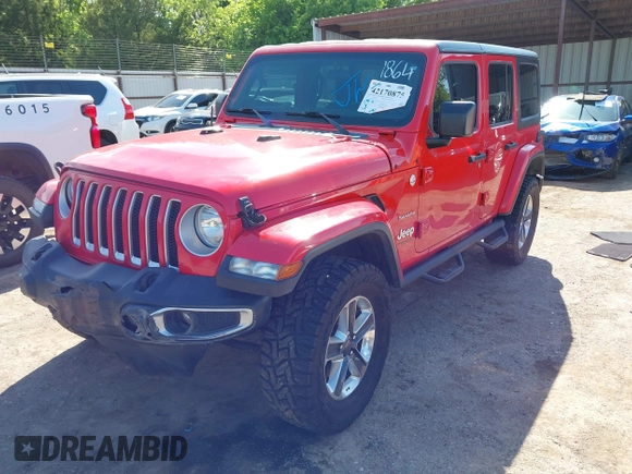 2019 Jeep Wrangler Unlimited Sahara with VIN 1C4HJXEG7KW551864, listed as a IAAI auction lot 42170875 with 115,695 mi miles and . Bid and sale history available at DreamBid. Image 16.
