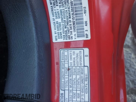 2003 Honda Civic LX with VIN 1HGEM21513L052399, listed as a Copart auction lot 77002124 with 158,029 mi miles and Salvage Title. Bid and sale history available at DreamBid. Image 12.
