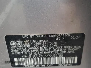 2024 Subaru Impreza z VIN JF1GUABC6R8383799, wystawiony jako Copart lot #49771475 z przebiegiem 11 178 mil mil oraz Szkoda całkowita • Salvage title. Historia ofert i sprzedaży dostępna na DreamBid. Obrazek 12.