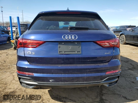 2022 Audi Q3 S line Premium with VIN WA1DECF38N1021731, listed as a Copart auction lot 47646805 with 38,057 mi miles and Salvage Title. Bid and sale history available at carsss.com. Image 6.