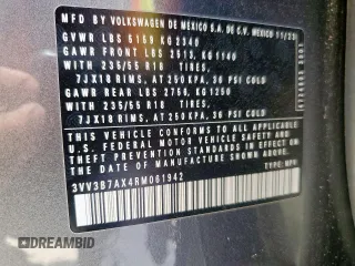 2024 Volkswagen Tiguan SE with VIN 3VV3B7AX4RM061942, listed as a Copart auction lot 61206695 with 27,128 mi miles and Salvage title. Bid and sale history available at DreamBid. Image 13.