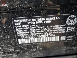 2021 BMW X5 xDrive40i with VIN 5UXCR6C09M9G47467, listed as a Copart auction lot 44447233 with Not Provided miles. Bid and sale history available at carsss.com. Image 13.