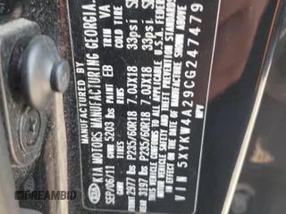 2012 Kia Sorento SX with VIN 5XYKW4A29CG247479, listed as a Copart auction lot 52226635 with 203,183 mi miles and Salvage Title. Bid and sale history available at carsss.com. Image 14.