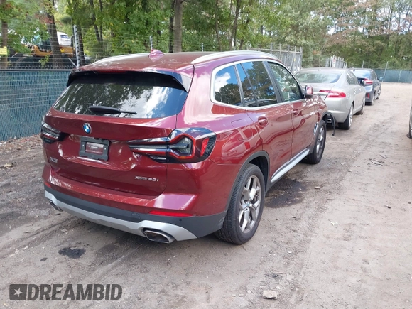 2023 BMW X3 xDrive30i with VIN 5UX53DP00P9N61328, listed as a IAAI auction lot 40506143 with 16,960 mi miles. Bid and sale history available at carsss.com. Image 4.