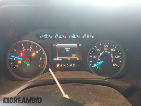 2015 Ford F-150 XLT with VIN 1FTEW1EF0FFA69722, listed as a Copart auction lot 59671695 with 189,690 mi miles and Salvage title. Bid and sale history available at DreamBid. Image 9.