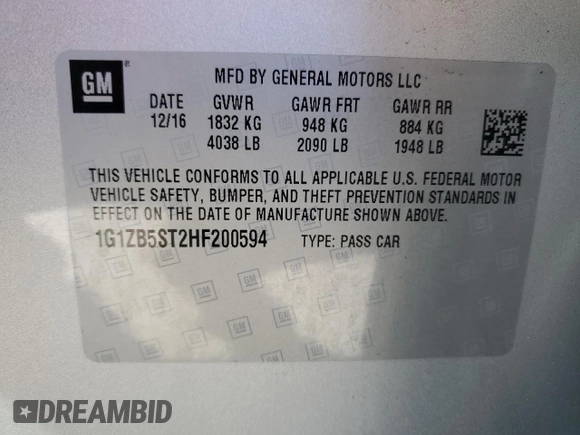 2017 Chevrolet Malibu LS with VIN 1G1ZB5ST2HF200594, listed as a Copart auction lot 50600935 with 147,667 mi miles and Salvage Title. Bid and sale history available at DreamBid. Image 12.