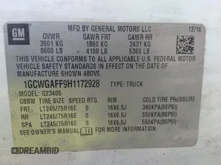 2017 Chevrolet Express Cargo with VIN 1GCWGAFF9H1172928, listed as a IAAI auction lot 42406058 with 190,885 mi miles and . Bid and sale history available at DreamBid. Image 9.