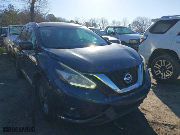 2015 Nissan Murano S with VIN 5N1AZ2MH6FN286594, listed as a IAAI auction lot 41490552 with 143,958 mi miles. Bid and sale history available at carsss.com. Image 1.