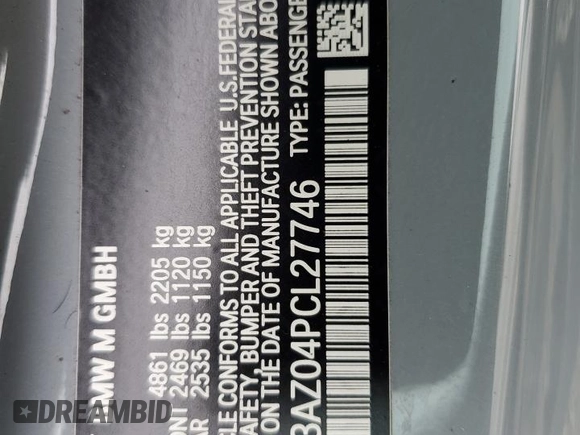 2023 BMW M4 Competition xDrive z VIN WBS43AZ04PCL27746, wystawiony jako Copart lot #54118425 z przebiegiem 18 830 mil mil oraz Szkoda całkowita • Salvage title. Historia ofert i sprzedaży dostępna na DreamBid. Obrazek 12.