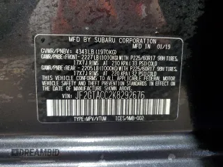 2019 Subaru Crosstrek Premium с VIN JF2GTACC2K8292676, выставлен на аукционе Copart как лот 59429085 с пробегом 58 364 миль миль и Списание • Salvage title. История ставок и продаж доступна на DreamBid. Изображение 13.