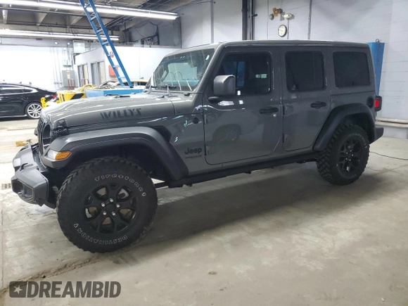 2021 Jeep Wrangler Unlimited Willys with VIN 1C4HJXDN3MW570110, listed as a Copart auction lot 53696535 with 40,166 mi miles and Salvage title. Bid and sale history available at DreamBid. Image 1.