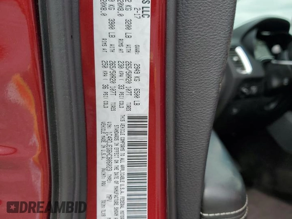2017 Dodge Durango Citadel с VIN 1C4RDJEG6HC806023, выставлен на аукционе Copart как лот 53394455 с пробегом 118 803 миль миль и Списание • Salvage title. История ставок и продаж доступна на DreamBid. Изображение 13.