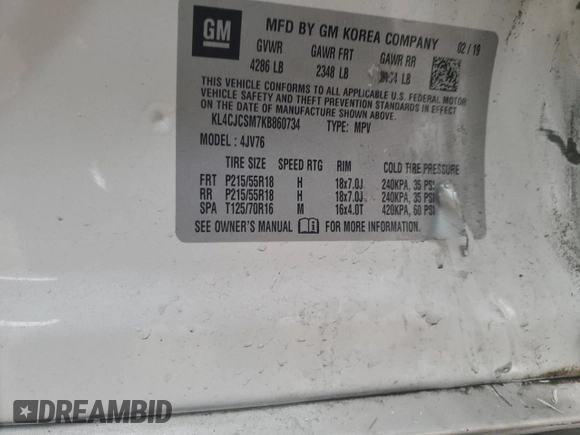 2019 Buick Encore Essence with VIN KL4CJCSM7KB860734, listed as a Copart auction lot 47635295 with 23,935 mi miles and Salvage Title. Bid and sale history available at carsss.com. Image 13.