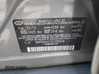 2013 Hyundai Sonata GLS z VIN 5NPEB4AC1DH700618, wystawiony jako IAAI lot #42306434 z przebiegiem 161 094 mil mil oraz . Historia ofert i sprzedaży dostępna na DreamBid. Obrazek 9.
