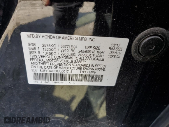 2018 Acura MDX with VIN 5J8YD4H38JL001718, listed as a Copart auction lot 49263275 with 109,512 mi miles and Salvage Title. Bid and sale history available at carsss.com. Image 13.
