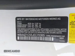 2018 BMW 4 Series 430i with VIN WBA4Z1C55JEC70365, listed as a IAAI auction lot 39579960 with 68,764 mi miles and . Bid and sale history available at DreamBid. Image 9.