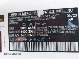 2024 Mercedes-Benz GLE 350 with VIN 4JGFB4FE3RB009514, listed as a IAAI auction lot 42533348 with 39,920 mi miles and . Bid and sale history available at DreamBid. Image 9.