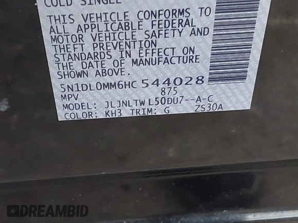 2017 Infiniti QX60 with VIN 5N1DL0MM6HC544028, listed as a IAAI auction lot 39298834 with 100,107 mi miles and . Bid and sale history available at DreamBid. Image 9.