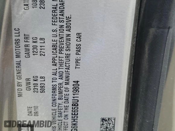 2011 Cadillac DTS Premium Collection z VIN 1G6KH5E65BU119804, wystawiony jako Copart lot #54264775 z przebiegiem 138 454 mil mil oraz Szkoda całkowita • Salvage title. Historia ofert i sprzedaży dostępna na DreamBid. Obrazek 12.