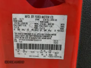 2011 Ford F-150 XL with VIN 1FTEX1EM3BFD22313, listed as a Copart auction lot 57723715 with 211,050 mi miles and Salvage title. Bid and sale history available at DreamBid. Image 12.