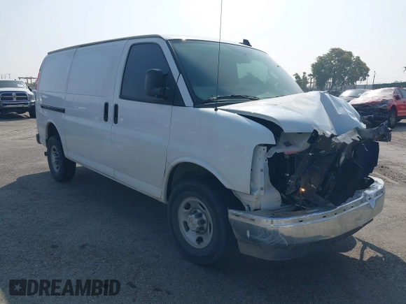 2024 Chevrolet Express Cargo with VIN 1GCWGAFP2R1279801, listed as a IAAI auction lot 42235836 with 11,611 mi miles and . Bid and sale history available at DreamBid. Image 1.
