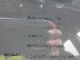 2023 Tesla Model 3 Long Range with VIN 5YJ3E1EB9PF393622, listed as a IAAI auction lot 41207132 with 14,097 mi miles and . Bid and sale history available at DreamBid. Image 15.
