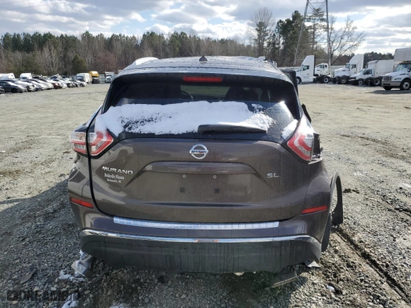 2015 Nissan Murano SL with VIN 5N1AZ2MG8FN234889, listed as a Copart auction lot 46158075 with 55,020 mi miles and Salvage Title. Bid and sale history available at carsss.com. Image 6.