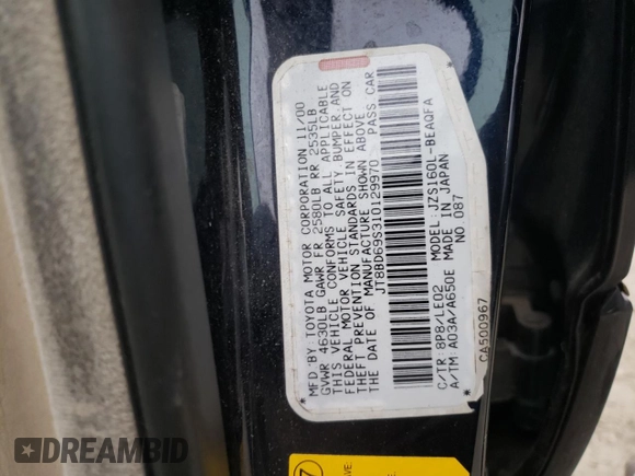 2001 Lexus GS 300 with VIN JT8BD69S310129970, listed as a Copart auction lot 49068105 with 193,101 mi miles and Salvage Title. Bid and sale history available at DreamBid. Image 12.