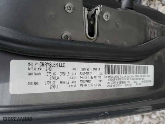 2009 Dodge Ram 1500 ST with VIN 1D3HB18K49S793305, listed as a Copart auction lot 86796924 with 156,996 mi miles and Salvage Title. Bid and sale history available at carsss.com. Image 12.