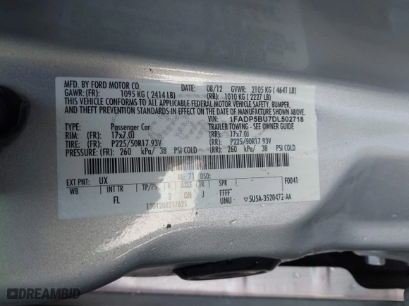 2013 Ford C-Max Hybrid SEL with VIN 1FADP5BU7DL502718, listed as a IAAI auction lot 42087598 with 185,461 mi miles. Bid and sale history available at carsss.com. Image 9.