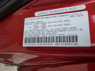 2020 Toyota Tacoma SR with VIN 3TYSX5EN8LT002204, listed as a Copart auction lot 56917255 with 101,968 mi miles and Salvage title. Bid and sale history available at DreamBid. Image 12.
