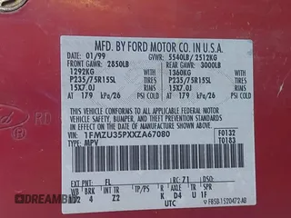 1999 Ford Explorer XLT with VIN 1FMZU35PXXZA67080, listed as a IAAI auction lot 42228465 with 212,488 mi miles and . Bid and sale history available at DreamBid. Image 9.