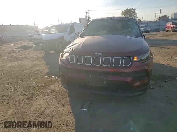 2022 Jeep Compass Sport with VIN 3C4NJDAB7NT221115, listed as a Copart auction lot 76898554 with 16,776 mi miles and Salvage title. Bid and sale history available at DreamBid. Image 12.