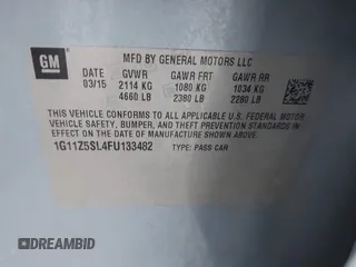 2015 Chevrolet Impala LS with VIN 1G11Z5SL4FU133482, listed as a IAAI auction lot 41973513 with 208,801 mi miles and . Bid and sale history available at DreamBid. Image 9.