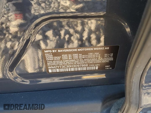 2017 MINI Countryman Cooper S with VIN WMZYT3C30H3D97868, listed as a Copart auction lot 46655275 with Not provided miles and Salvage title. Bid and sale history available at DreamBid. Image 13.