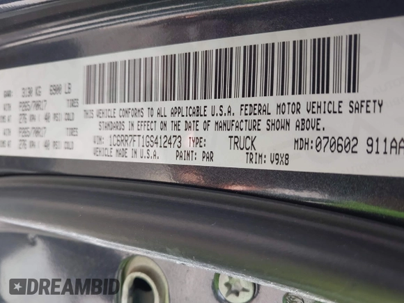 2016 Ram 1500 Express z VIN 1C6RR7FT1GS412473, wystawiony jako IAAI lot #42350678 z przebiegiem 136 325 mil mil oraz . Historia ofert i sprzedaży dostępna na DreamBid. Obrazek 9.