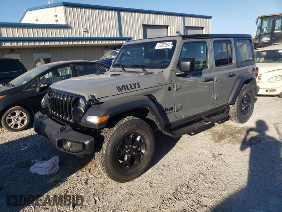 2022 Jeep Wrangler Unlimited Willys with VIN 1C4HJXDN2NW273413, listed as a Copart auction lot 75307094 with 28,091 mi miles and Salvage Title. Bid and sale history available at DreamBid. Image 1.