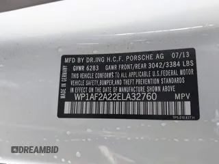2014 Porsche Cayenne Diesel with VIN WP1AF2A22ELA32760, listed as a IAAI auction lot 41848211 with 120,645 mi miles and . Bid and sale history available at DreamBid. Image 9.