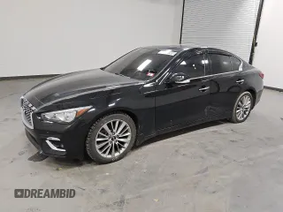 2022 Infiniti Q50 LUXE with VIN JN1EV7BR9NM340844, listed as a Copart auction lot 46030165 with 63,203 mi miles and Clean Title. Bid and sale history available at carsss.com. Image 1.