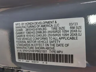 2023 Honda Pilot Elite with VIN 5FNYG1H81PB021501, listed as a Copart auction lot 60779753 with 3,259 mi miles. Bid and sale history available at carsss.com. Image 14.