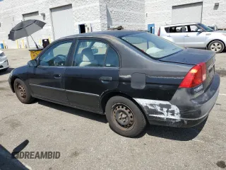 2001 Honda Civic DX with VIN 2HGES16261H588886, listed as a Copart auction lot 53163734 with 193,104 mi miles and Salvage Title. Bid and sale history available at carsss.com. Image 2.