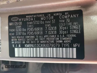2009 Hyundai Veracruz Limited with VIN KM8NU13C49U079079, listed as a Copart auction lot 80342684 with 173,170 mi miles and Clean title. Bid and sale history available at DreamBid. Image 13.