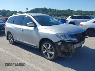 2015 Nissan Pathfinder Platinum with VIN 5N1AR2MMXFC613832, listed as a IAAI auction lot 42628734 with 182,941 mi miles and . Bid and sale history available at DreamBid. Image 1.
